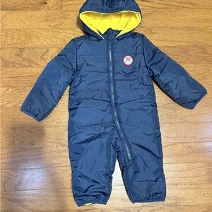 Baby Gear Navy Snowsuit with Yellow Interior
